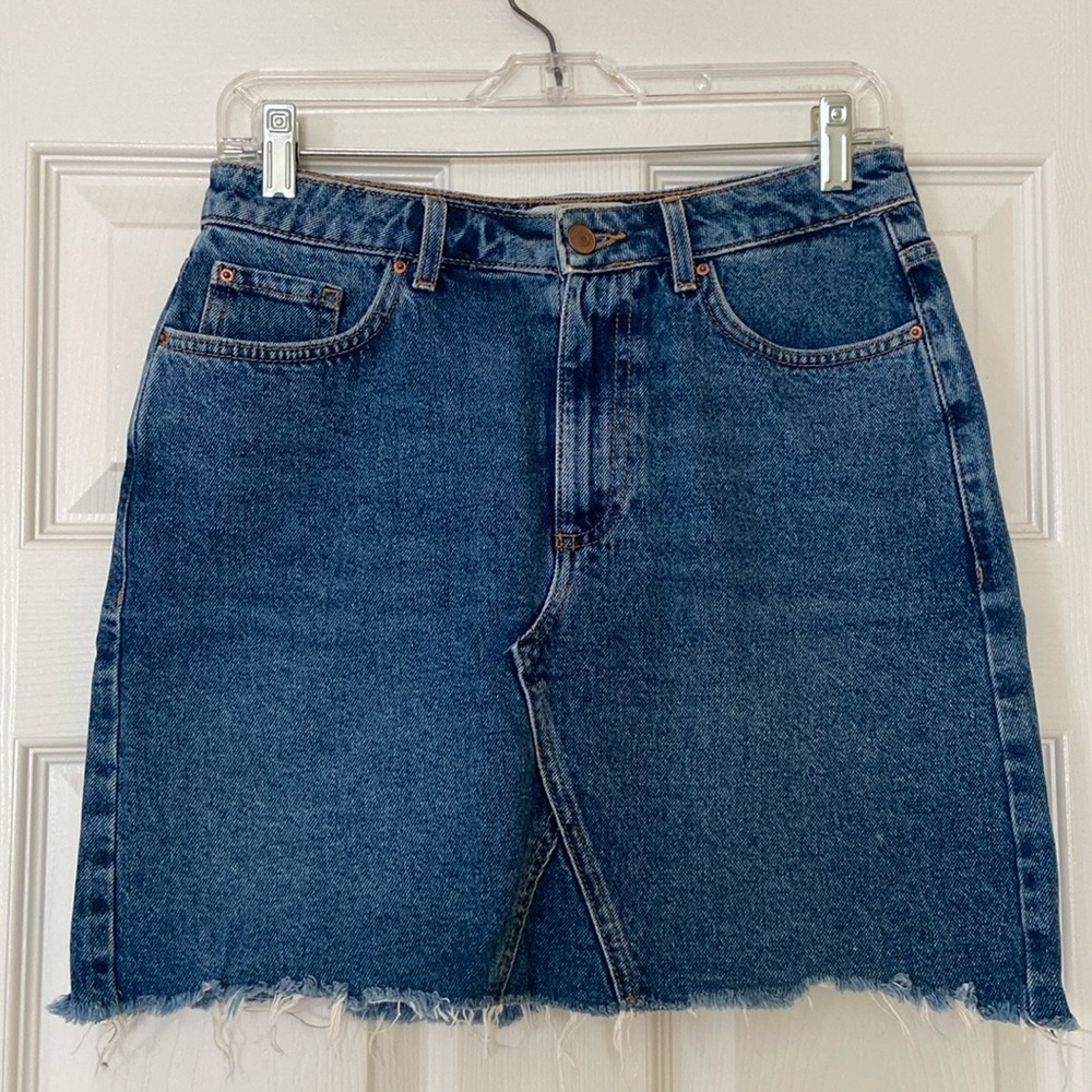 New Look Denim Mini Skirt with Distressed Hem